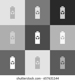 Battery recycle sign illustration. Vector. Grayscale version of Popart-style icon.