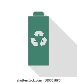 Battery recycle sign illustration. Veridian icon with flat style shadow path.