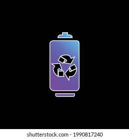 Batería con icono del vector de gradiente azul del símbolo de reciclaje