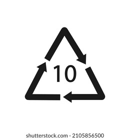 Battery recycling code 10 NiCD . Vector illustration