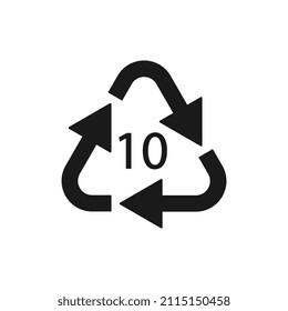 Battery recycling code 10 NiCD . Vector illustration