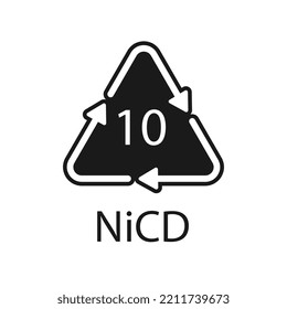Battery recycling code 10 NiCD . Vector illustration