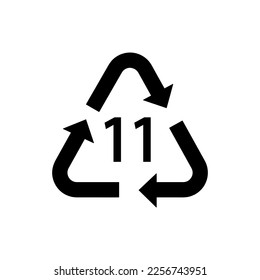 battery recycling code 11, NiMH nickel metal hydride batteries symbol, ecology recycling sign, identification code, package waste black fill icon