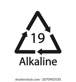 Battery recycling code Alkaline 19 . Vector illustration
