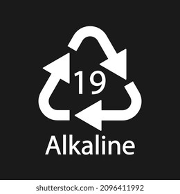 Battery recycling code Alkaline 19 . Vector illustration