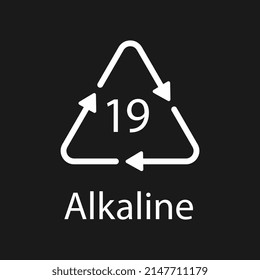 Código de reciclado de la batería Alcaline 19 . Ilustración del vector