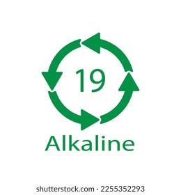 Battery recycling code Alkaline 19 . Vector illustration