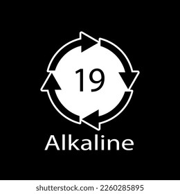 Battery recycling code Alkaline 19 . Vector illustration