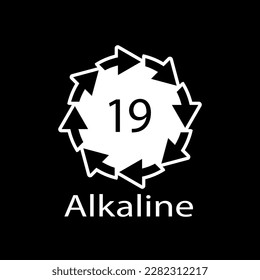 Battery recycling code Alkaline 19 . Vector illustration