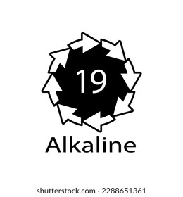 Battery recycling code Alkaline 19 . Vector illustration