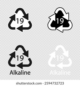 Battery recycling code Alkaline 19 set.