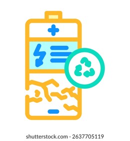 battery recycling e waste pollution color icon vector. battery recycling e waste pollution sign. isolated symbol illustration