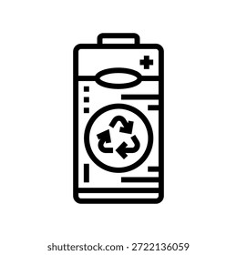 reciclagem de bateria e resíduos de poluição ícone de linha vetor. reciclagem de bateria e sinal de poluição de resíduos.