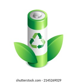 Battery Recycling icon in 3D realistic style design. Environmental protection. vector illustration
