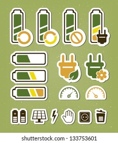 Battery recycling icons set