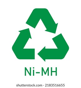 Battery recycling, Nickel-Metal Hydride Battery, vector illustration, sign.