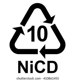 Battery recycling symbol 10 , battery recycling code 10 , vector illustration