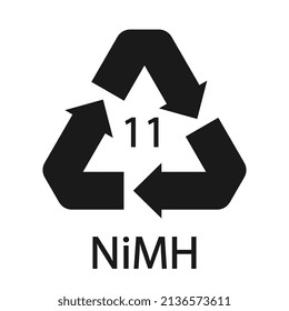 Battery recycling symbol 11 NiMH. Vector illustration