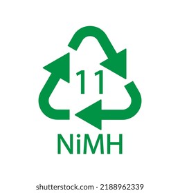 Battery recycling symbol 11 NiMH. Vector illustration