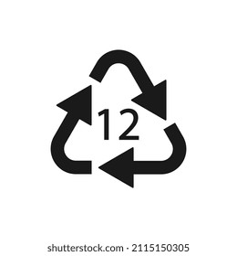 Battery recycling symbol 12 Li. Vector illustration