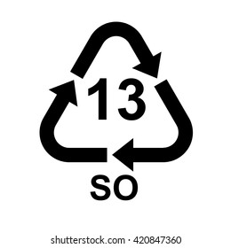 Battery recycling symbol 13 SO . Vector illustration 