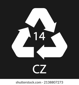 Battery recycling symbol 14 CZ . Vector illustration