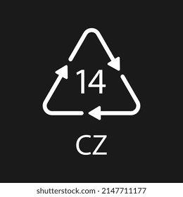 Battery recycling symbol 14 CZ . Vector illustration