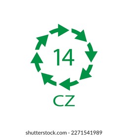 Battery recycling symbol 14 CZ . Vector illustration