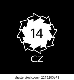 Battery recycling symbol 14 CZ . Vector illustration