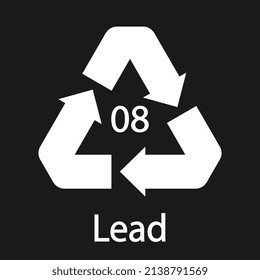 Battery recycling symbol 8 Lead , battery recycling code 8 Lead