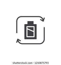 Battery recycling vector icon. filled flat sign for mobile concept and web design. Ecology simple solid icon. Symbol, logo illustration. Pixel perfect vector graphics