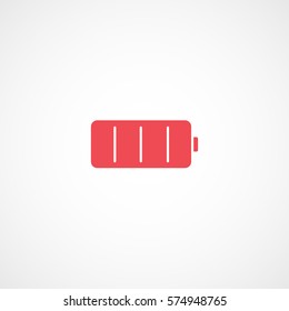 Battery Red Flat Icon On White Background