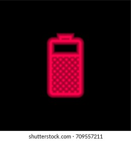 Battery red glowing neon ui ux icon. Glowing sign logo vector
