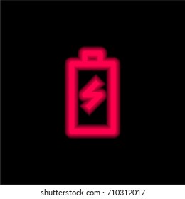 Battery red glowing neon ui ux icon. Glowing sign logo vector