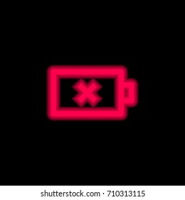 Battery red glowing neon ui ux icon. Glowing sign logo vector