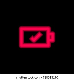 Battery red glowing neon ui ux icon. Glowing sign logo vector