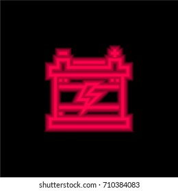 Battery red glowing neon ui ux icon. Glowing sign logo vector