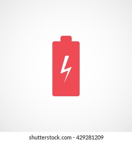 Battery Red Icon On White Background