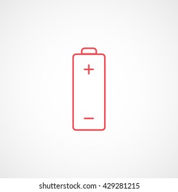 Battery Red Icon On White Background