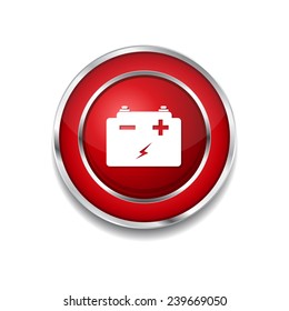Battery Red Vector Icon Button