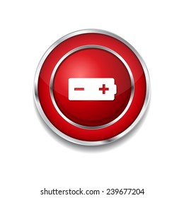 Battery Red Vector Icon Button