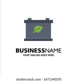 Battery, Save, Green Business Logo Template. Flat Color