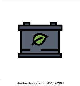 Battery, Save, Green  Flat Color Icon. Vector icon banner Template