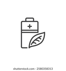 Battery Saver line icon. linear style sign for mobile concept and web design. A battery with a leaf outline vector icon. Eco energy Symbol, logo illustration. Vector graphics