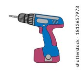 Battery screwdriver logo in vector.Cordless screwdriver vector illustration.