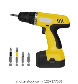 Battery screwdriver logo in vector.Cordless screwdriver vector illustration.