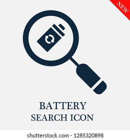 Battery search icon. Editable Battery search icon for web or mobile.