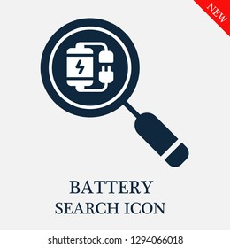 Battery search icon. Editable Battery search icon for web or mobile.