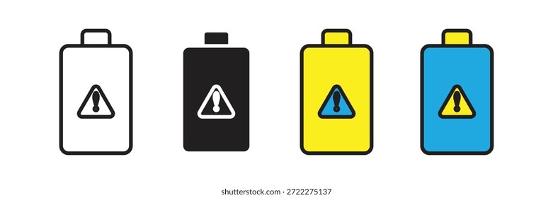 Icono en forma de batería o servidor con un triángulo de advertencia central. Ideal para representar alertas del sistema, baja potencia o errores técnicos.