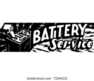 Battery Service 3 - Retro Ad Art Banner